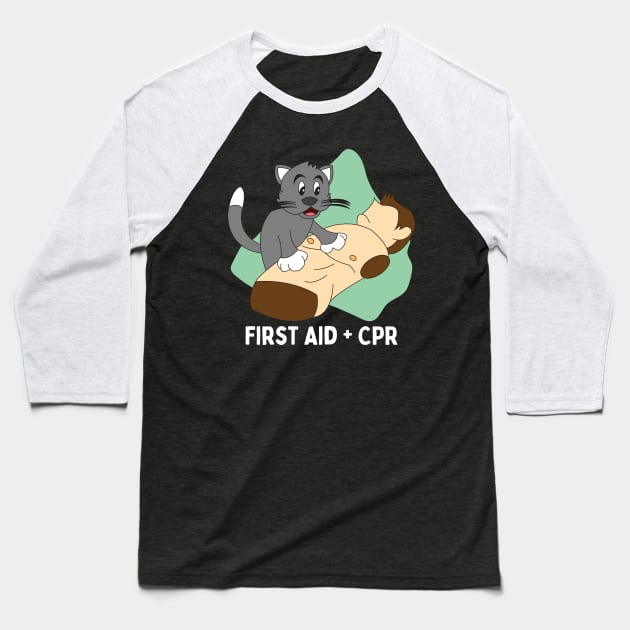 Cat Practicing Funny First Aid  CPR Instructor Gift Baseball T-Shirt by Giggias